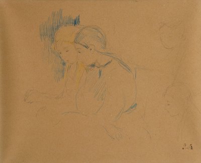 Portrét mladých dívek (barevné pastelky a tužka) od Berthe Morisot