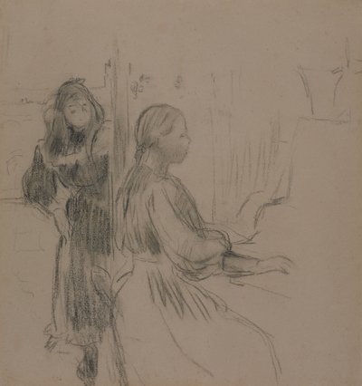 Studie pro La Musique, 1893 (uhl na položený papír) od Berthe Morisot