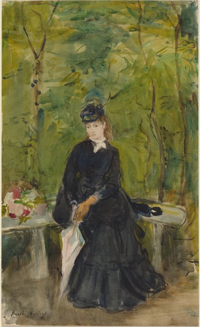 Umělcova sestra Edma sedící v parku od Berthe Morisot