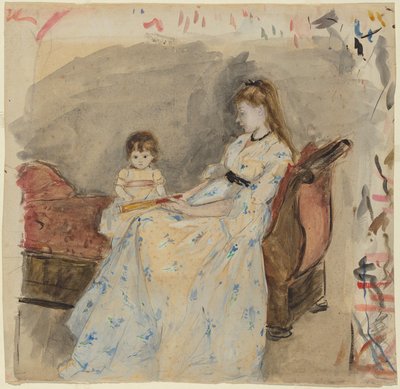 Umělcova sestra Edma s dcerou Jeanne od Berthe Morisot