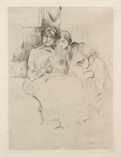 Lekce kreslení (Berthe Morisot kreslí se svou dcerou) od Berthe Morisot