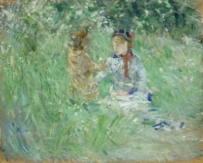 „Žena a dítě na louce v Bougival“, 1882 od Berthe Morisot