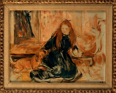 Mladá dívka si hraje se psem, 1892 od Berthe Morisot