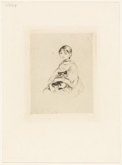 Mladá dívka s kočkou od Berthe Morisot