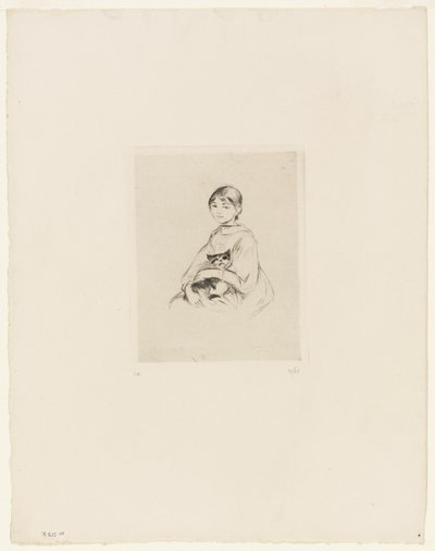 Mladá dívka s kočkou od Berthe Morisot