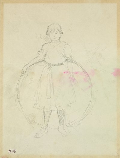 Mladá dívka s obručí, 1888 (grafit na papíře) od Berthe Morisot