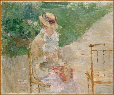 Young Woman Knitting, cca 1883 (olej na plátně) od Berthe Morisot