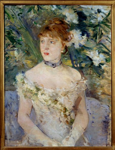 Mladá žena v míčovém záchodovém obraze od Berthe Morisot od Berthe Morisot