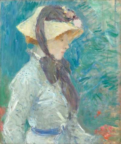 Mladá žena se slaměným kloboukem, 1884 od Berthe Morisot