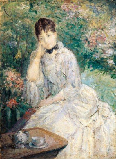 Mladá žena sedící na pohovce, od Berthe Morisot