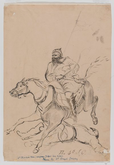 Čtvrtá nepravidelná kavalérie, kolem roku 1845 (akvarel) od Bethune Donald Grant
