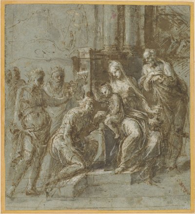 Klanění mudrců, asi 1525 (pero a tuš) od Biagio Pupini
