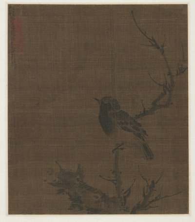 Spící pták na větvi Prunus, 1400s. od Bian Wenjin