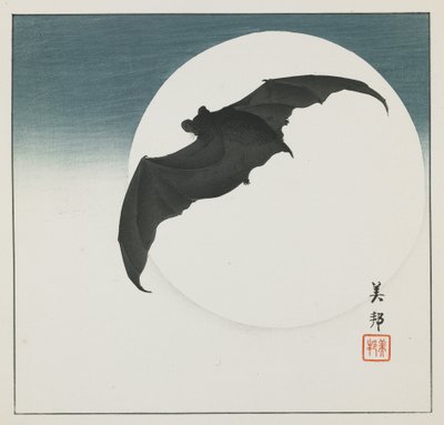 Bat and Moon, počátek 20. století od Biho Takashi or Takahashi (b. 1873. fl 1890 1930)