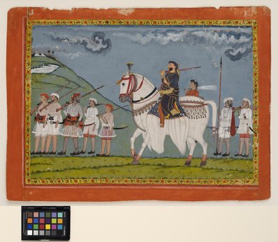 Kunwar Dhan Singh na svém pihovatém koni od Bijna Bijna