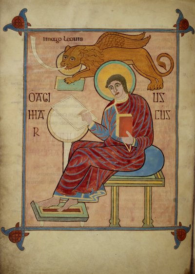 Svatý Marek, z Lindisfarnských evangelií, 710-21 (vellum) od Bishop of Lindisfarne Eadfrith