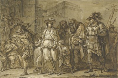 Julius Sabinus a Epponina se svými dvěma dětmi byli zajati Římem od Blaise Nicolas Lesueur