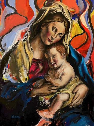 Madonna And Child, cca 2020 (Akryl na plátně) od Blake Munch
