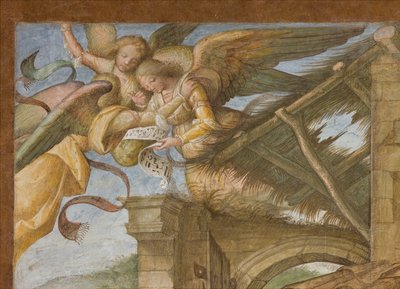 Centrální loď, čtvrté severní pole, Klanění pastýřů, Boccaccio Boccaccino 1516-17, Detail od Boccaccio Boccaccino