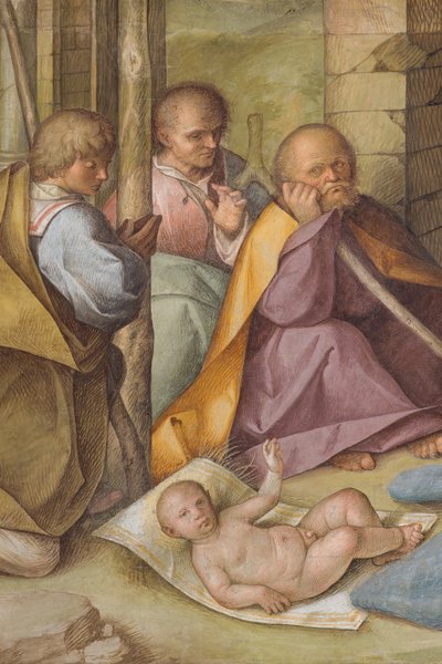 Centrální loď, čtvrté severní pole, Klanění pastýřů, Boccaccio Boccaccino 1516-17, Detail od Boccaccio Boccaccino