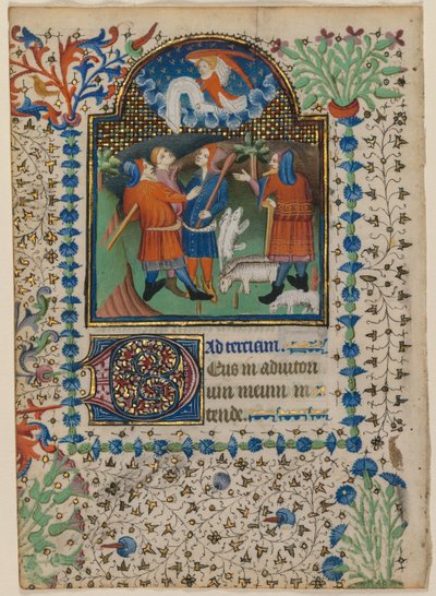 List z knihy hodin: Zvěstování pastýřům recto, c. 1410-20. od Boethius Illuminator