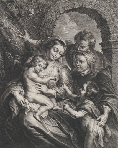 Svatá rodina se svatou Alžbětou a malým svatým Janem Křtitelem, drží..., ca. 1600-59. od Boetius Adams Bolswert