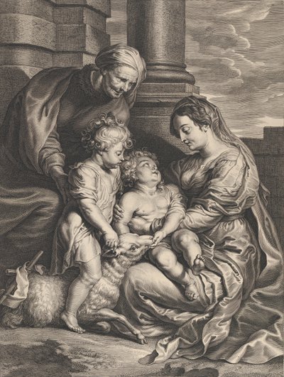 Dítě Panny a Krista se svatou Annou a svatým Janem Křtitelem, ca. 1640-59.. od Boetius Adams Bolswert