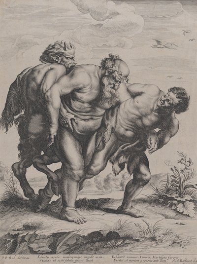 Opilý Silenus, podporovaný satyrem a faunem, 1625-5 od Boetius Adams Bolswert