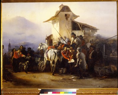 Zatčení špióna. Obraz Gottfried (Bogdan Pavlovich) Willewalde (1818-1903), olej na plátně od Bogdan Willewalde