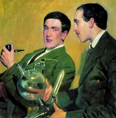 Fyzici Pyotr Kapitsa 1894-1984 a Nikolay Semjonov 1896-1986, 1921. od Boris Mikhailovich Kustodiev
