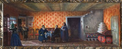 Příprava výzdoby pro divadelní kus "La mort de Pasukhin"" od Michaila Saltykova-Shchedrina (Saltykov Shchedrin, Saltykov-Chtchedrine, Saltykov Chtchedrine) (1826-1889) (scéna pro divadelní hru Pasukhin