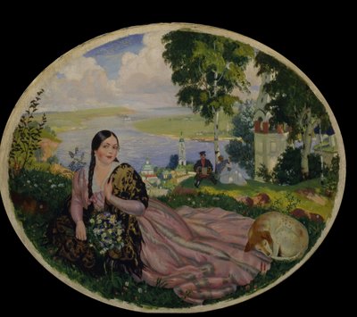 Dívka u Volhy, 1915 od Boris Mikhailovich Kustodiev