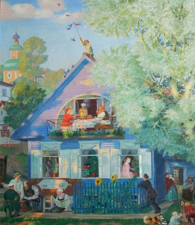 Malý modrý dům, 1920 od Boris Mikhailovich Kustodiev
