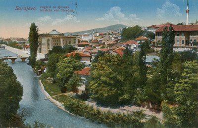 Sarajevo - pohled na sever města. Pohlednice odeslána v roce 1913. od Bosnian Photographer