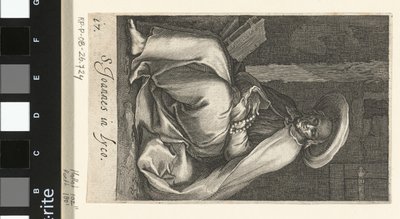 Svatý Jan z Lycopolis jako poustevník ve své cele S. Joannes in Lyco (název na objektu) Hermits (název série) Sacra eremvs ascetarvm (název série) od Boëtius Adamsz. Bolswert