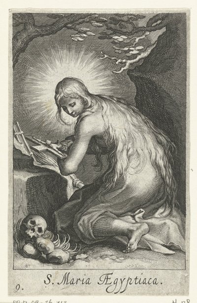 Svatá Marie Egyptská jako poustevnice Hermitesses (název série) Sacra Eremus Ascetriarum (název série) od Boëtius Adamsz. Bolswert