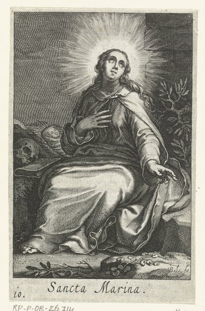 Svatá Marina Alexandrijská jako poustevnice Sancta Marina (název na objektu) Hermitesses (název série) Sacra Eremus Ascetriarum (název série) od Boëtius Adamsz. Bolswert