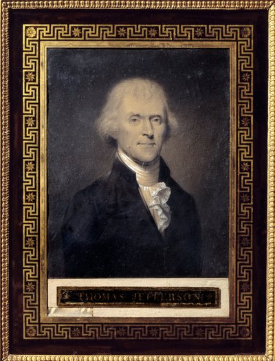 Portrét Thomase Jeffersona (1743-1826) Prezident Spojených států v letech 1801 až 1809 - Kresba od Boucha (19. století), černý kámen, křída Rozměr: 0,25 x 0,20 m - Malmaison, Musee Du Chateau - Portrét Thomas Jefferson (1743-1826) - Kresba Bouc od Bouch