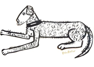 Hound Dog (štětec a inkoust na papíře) od Brenda Brin Booker