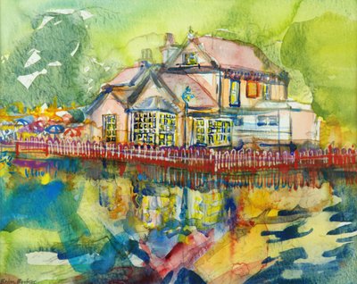 Waterside Tavern (wc na papíře) od Brenda Brin Booker