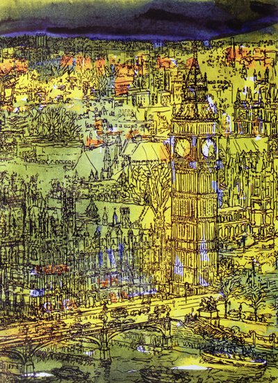 Westminster (wc a kombinovaná média na papíře) od Brenda Brin Booker