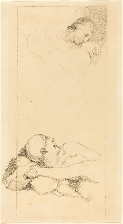Vyděšený muž vzhlédl; Žena a děti od British 18th Century after John Flaxman
