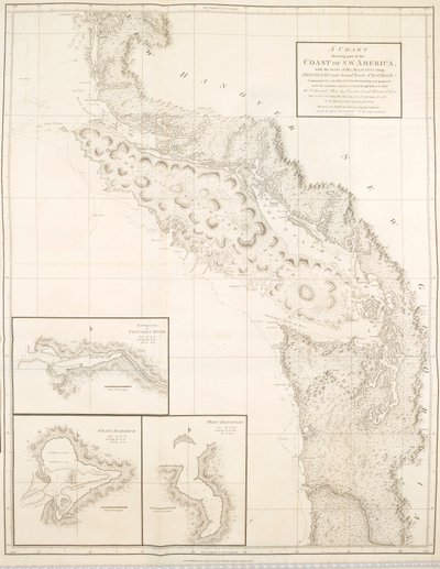 Mapa zobrazující část pobřeží severozápadní Ameriky od British School