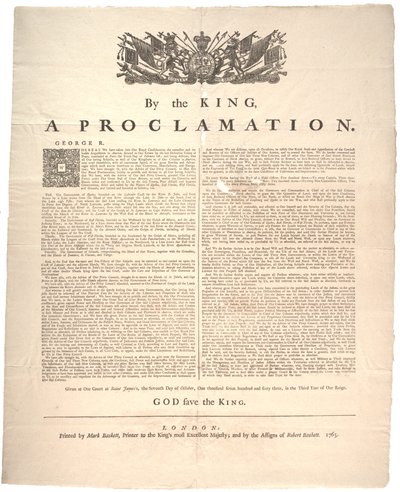 Prohlášení, 1763 od British School