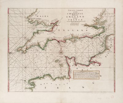 Mapa Lamanšského průlivu mezi Anglií a Francií od British School