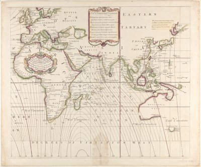 Nová a správná námořní mapa celého světa s vyznačením odchylek kompasu, jak byly zjištěny v roce 1700. od British School