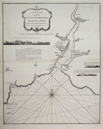 Plán silnice a přístavu Fowey nebo Foy od poručíka Jamese Cooka z královského námořnictva od British School