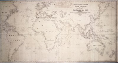 Obrysová mapa, která slouží k vyznačení dráhy lodi. od British School