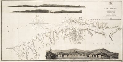 Přístav Sevastopol v Černém moři z ruského průzkumu z roku 1836 od British School