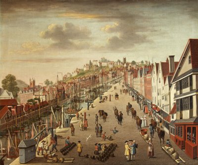 Broad Quay, Bristol, cca 1760 (olej na plátně) od British School